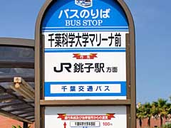 千葉科学大学前のバス停。